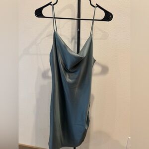 Elegant Blue Silk Slip Dress